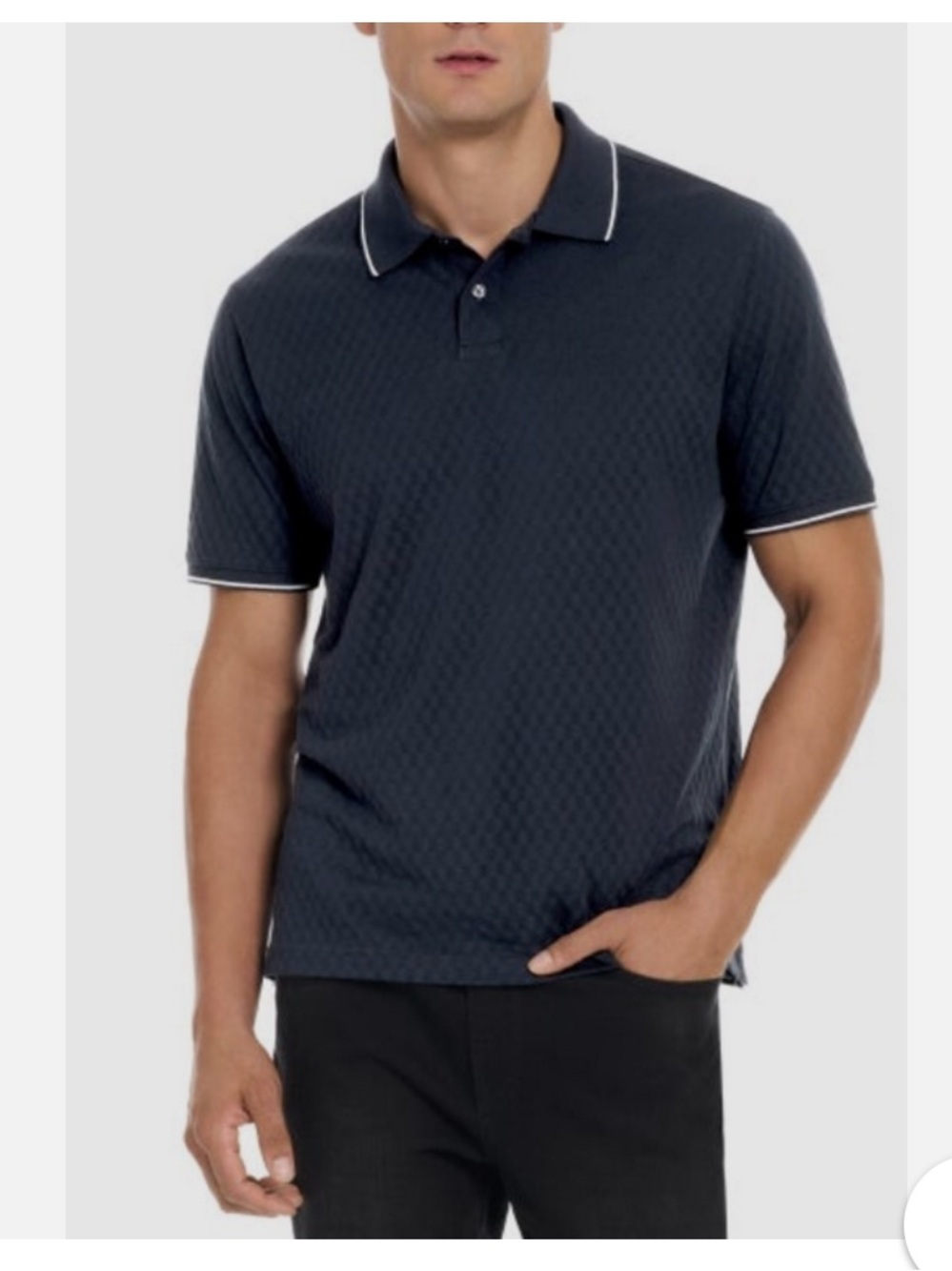 Ted Baker Navy Polo with White Contrast Piping